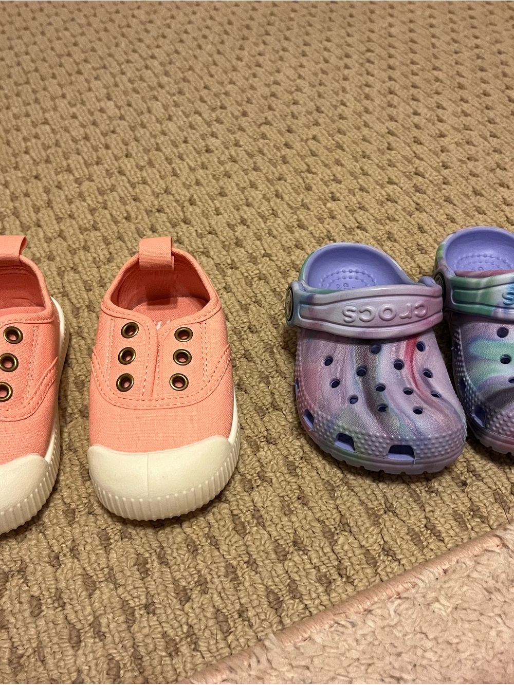 Baby Pink Sneakers and Crocs Size 4 Shoes
